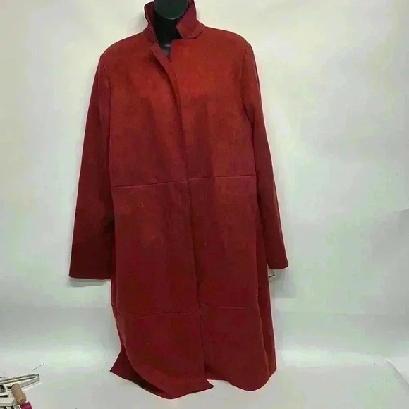 Long red Zara size medium coat - Picture 1 of 8